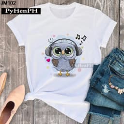 Simple Fashion Owl Youth Summer T-shirt Men's and Women's Short Sleeve Fashion Short Sleeve T-shirt Oversized T Shirt Tops Tee