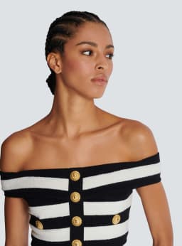 2024 New Women Sexy Slash Neck Striped 2 Pieces Bodycon Bandage Mid-calf Dress Fashion Celebrate Office Lady Elegant Wear