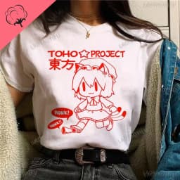 Touhou T-shirts Japanese Two-dimensional Women Harajuku T Shirt  Cat Ears Girl Anime Funny Casual Clothing Print Otaku Tops