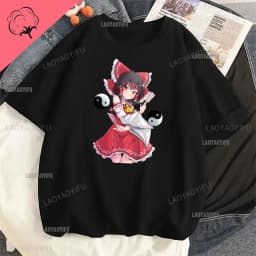 Touhou T-shirts Japanese Two-dimensional Women Harajuku T Shirt  Cat Ears Girl Anime Funny Casual Clothing Print Otaku Tops
