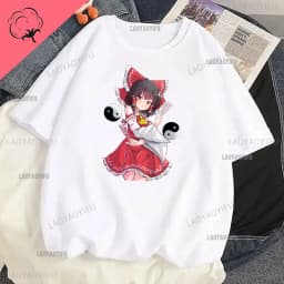Touhou T-shirts Japanese Two-dimensional Women Harajuku T Shirt  Cat Ears Girl Anime Funny Casual Clothing Print Otaku Tops