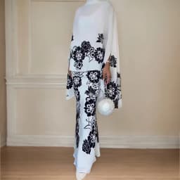 Vintage High Street Skirts Suits Women Spring O Neck Batwing Sleeve Top Pullover Bodycon Skirts Suit Floral Printed Elegant Sets