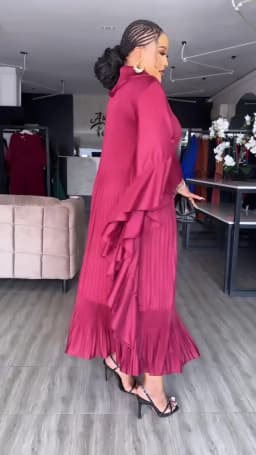 ANLAN 2026 Autumn New Pleated Dress Fashion Lapel Ruffle Sleeves Solid Color Loose Dresses Elegant women's clothing 7AK30392