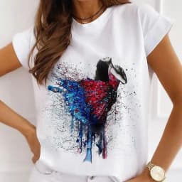 Stylish African Women's Watercolor Ballerina Girl Cute Cartoon Short Sleeve T-shirt Summer Tops Vintage Clothes Oversized Tee