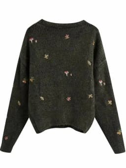 XNWMNZ women Vintage knit cardigan with embroidery Long sleeves V-neck Cardigan Female Elegant sweater autumn coat women 2022