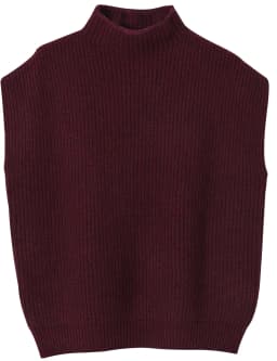 LONGMING Women's Vest Sweater 100% Merino Wool Sweater Vest Mockneck Fall Winter Warm Sleeveless Knitted Pullover Vest Classical