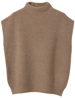 LONGMING Women's Vest Sweater 100% Merino Wool Sweater Vest Mockneck Fall Winter Warm Sleeveless Knitted Pullover Vest Classical
