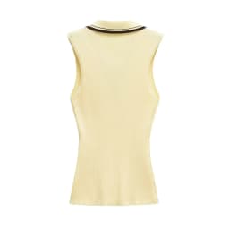 KEYANKETIAN Summer New Women's Striped Polo collar Sleeveless Knitted Top Preppy Style Slim Thin Knit Vest Threaded Pullover
