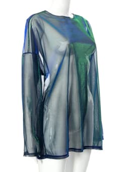 Solid See Through Tshirt Women Sexy Tops O-Neck Long Sleeve T Shirt For Women Clothing Club Y2k Aesthetic Egirl Tees