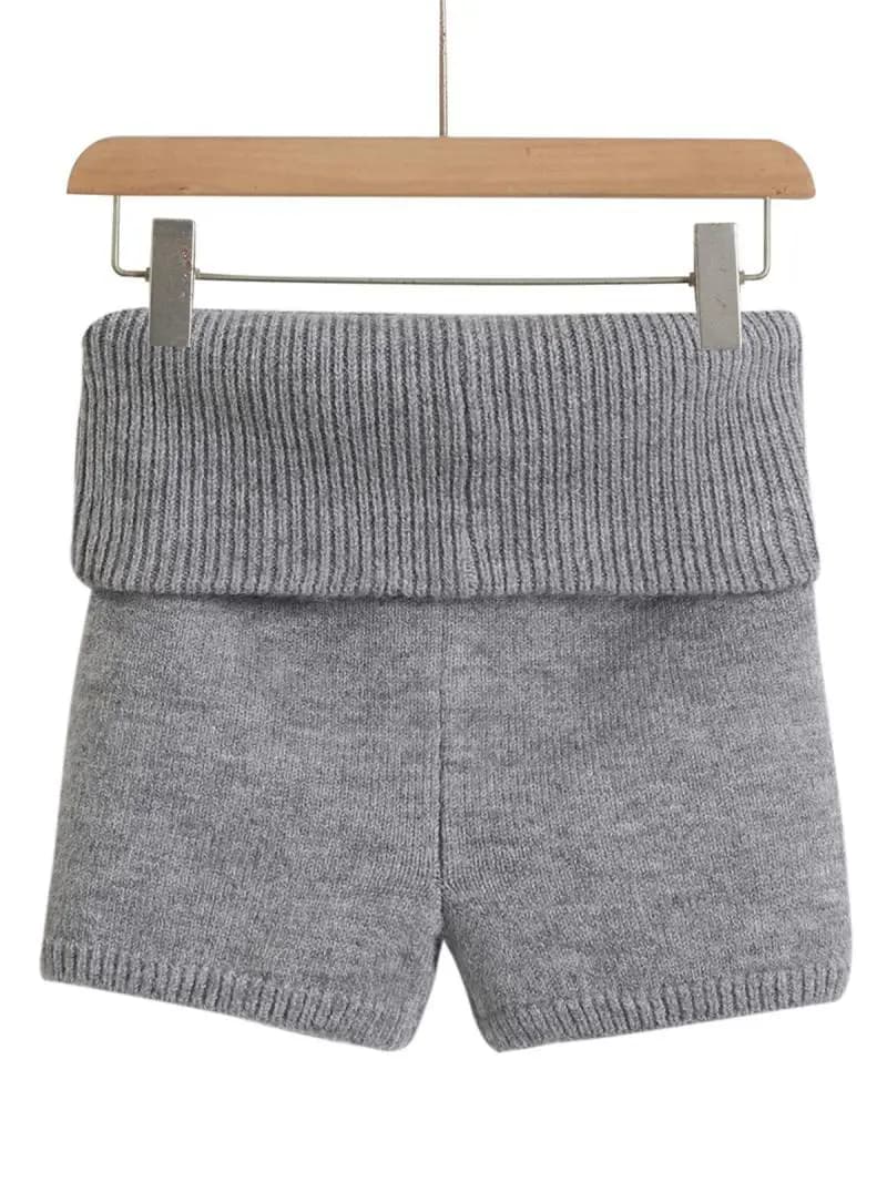 Women's Fold Over Waist Knitted Shorts, Knit Shorts