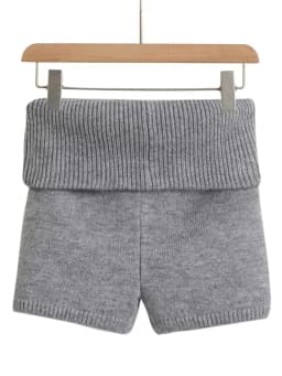 Women's Fold Over Waist Knitted Shorts, Knit Shorts