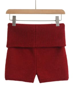 Women's Fold Over Waist Knitted Shorts, Knit Shorts