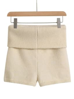 Women's Fold Over Waist Knitted Shorts, Knit Shorts