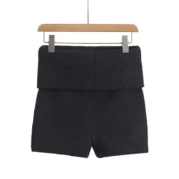 Women's Fold Over Waist Knitted Shorts, Knit Shorts