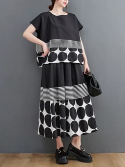 Oversized Vintage Print Loose 2 Two Piece Set Summer Short Sleeve Casual T Shirt Women T-shirt Fashion Clothing Skirt Suit 2026