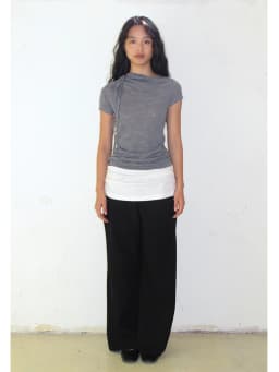CHEERART Grey Solid T Shirts Woman 2025 Summer Slash Neck Short Sleeve Crop Top Designer Tees Fashion Clothes