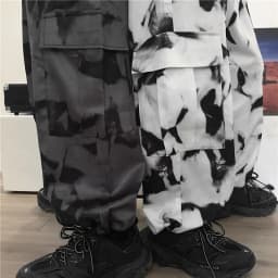 testtestKorean Wide Leg Pants Women Harajuku Street Vintage Tie-dye Cargo Pants Casual Loose Couple Trousers Big Pocket
