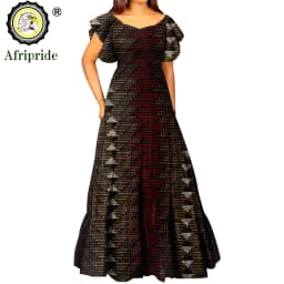 African Dresses for Women Short Sleeve High Waist Dashiki Outfits Ankara Print Attire Maxi Dress Party Wedding Evening A2225021