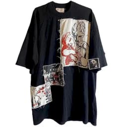 100% Cotton T Shirt Women Dark Punk Printed T-shirt Fashion Patch Patchwork Short Sleeve Tops Men Summer Trend Loose Tshirt Goth