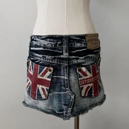 2000s Y2k Grunge Sexy Washed Denim Shorts Britain Harajuku Women Rider Motorcycle Hot melt Printing Shorts Low Waist Mini Skirts