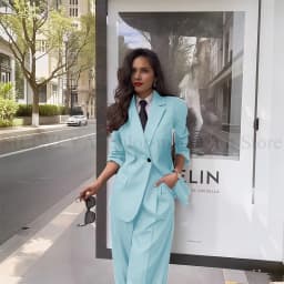 Fashion Chic Classic Black Women's Suits Notch Lapel Two Piece Jacket Pants Female Clothing Formal Office Lady Blazers Sets