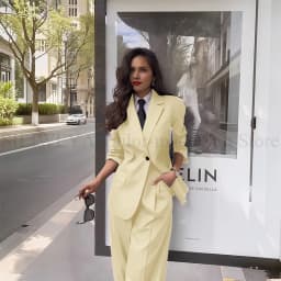 Fashion Chic Classic Black Women's Suits Notch Lapel Two Piece Jacket Pants Female Clothing Formal Office Lady Blazers Sets