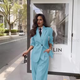 Fashion Chic Classic Black Women's Suits Notch Lapel Two Piece Jacket Pants Female Clothing Formal Office Lady Blazers Sets