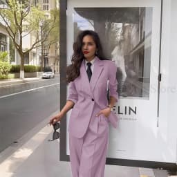 Fashion Chic Classic Black Women's Suits Notch Lapel Two Piece Jacket Pants Female Clothing Formal Office Lady Blazers Sets