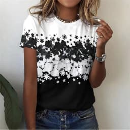Floral Plants Pattern T-Shirt For Women Flower 3D Printed T Shirts Summer Casual Round Neck Tops Short Sleeves Oversized Tees