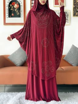 Two Piece Set Jilbab Prayer Clothes Muslim Abaya Set Women Prayer Garment Dress Hijab Long Khimar Skirt Sets Islamic Ramadan