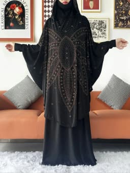 Two Piece Set Jilbab Prayer Clothes Muslim Abaya Set Women Prayer Garment Dress Hijab Long Khimar Skirt Sets Islamic Ramadan