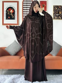 Two Piece Set Jilbab Prayer Clothes Muslim Abaya Set Women Prayer Garment Dress Hijab Long Khimar Skirt Sets Islamic Ramadan