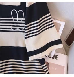 Plus Size Women's Bust 160 Summer Loose Ice Silk Knitted Striped Top Short Sleeve Lapel T-Shirt 5XL 6XL 7XL 8XL 9XL 10XL 170Kg