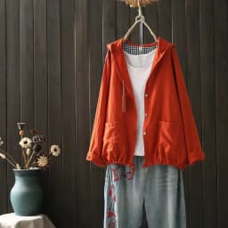 100% Cotton Yarn Shirts Large Size Tops Women Japan Style Hooded Long Sleeve Shirts and Blouses Loose Hoodies Outwear
