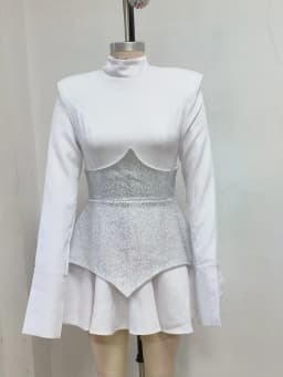 Sexy Long Sleeves Waist Sparkle Diamonds A-line Dress Women Black Patchwork Luxury Crystal Mini Dresses Celebrity Party Evening