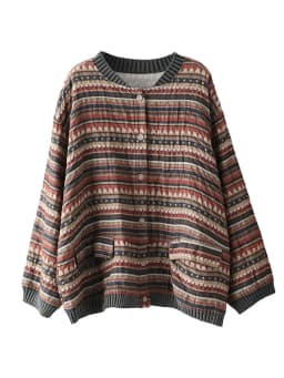 Amax LuluE 2025 Summer Womens Striped Jackets Japan Style Linen Printed Coats Ladies Vintage Loose Clothes Buttons Basic Jacket