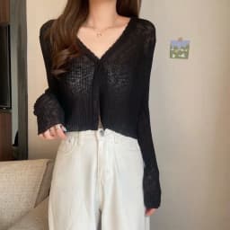 Lucyever White Sun Protection Cardigan Women Summer Thin Single Button Knitted Coat Female Sexy See Through Ice Silk Crop Tops