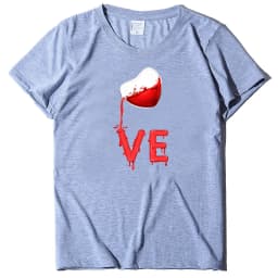 King Queen Couples T Shirt Pour Heart Print Couple Tshirt Summer Fashion Woman T-shirt Casual O-Neck Tops Lovers Tee Shirt