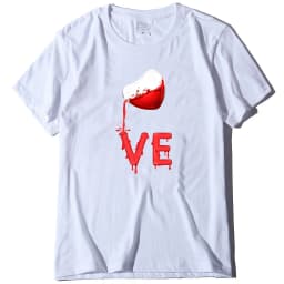 King Queen Couples T Shirt Pour Heart Print Couple Tshirt Summer Fashion Woman T-shirt Casual O-Neck Tops Lovers Tee Shirt