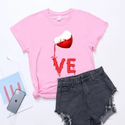 King Queen Couples T Shirt Pour Heart Print Couple Tshirt Summer Fashion Woman T-shirt Casual O-Neck Tops Lovers Tee Shirt