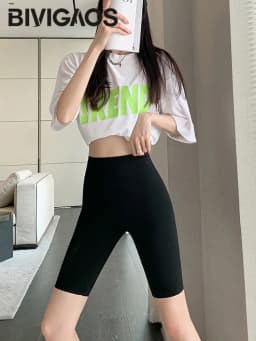 BIVIGAOS Summer Thin Sun Printed Sharkskin Cycling Shorts Women's Korean Slim High Waist Biker Shorts Sexy Sports Casual Shorts