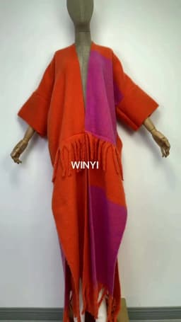 WINYI New Africa Winter Women Tassel Cardigan Coat Loose Christmas Dress Robe Longue Thick Warm Free Size Orange Printing Kaftan
