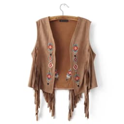 Womens Vest Embroidered With Fringe Waistcoat