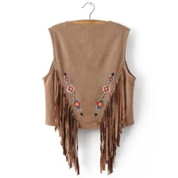 Womens Vest Embroidered With Fringe Waistcoat