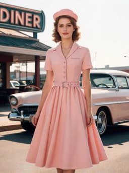 Tonval Pink Solid Cotton Long Robe Button Up Plain Vintage Elegant Women Short Sleeve Belted Pleated Midi Swing Dresses