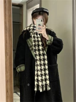 Retro Loose Simple Slim Plaid Medium Long Coat Women's Winter 2023 New Thickened Loose Double Wear Long Sleeve Woolen Coat