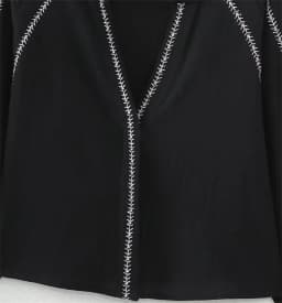 KEYANKETIAN Spring New Ethnic Style Embroidered Lantern Sleeve Black Shirt Women's V-Neck Long-Sleeved Pullover Smock