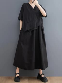 Khaki Vintage Patchwork Summer New In Dresses For Women Korean Fashion Short Sleeve Loose Casual Long Dress Elegant Clothes 2026