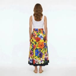 Luxury Designer Summer Women Floral Print 2 Piece Set High Quality Cotton Off-Shoulder Top & Maxi Skirt Fashion Vacation Outfit