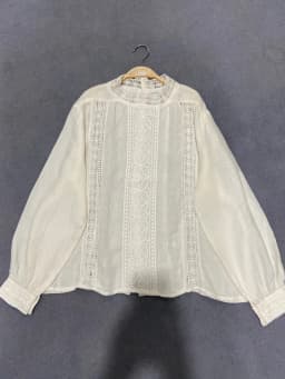 Johnature New Mori Linen Loose Hollow Out Women Shirts 2023 Spring Autumn Loose Vintage Solid Color Female Blouses